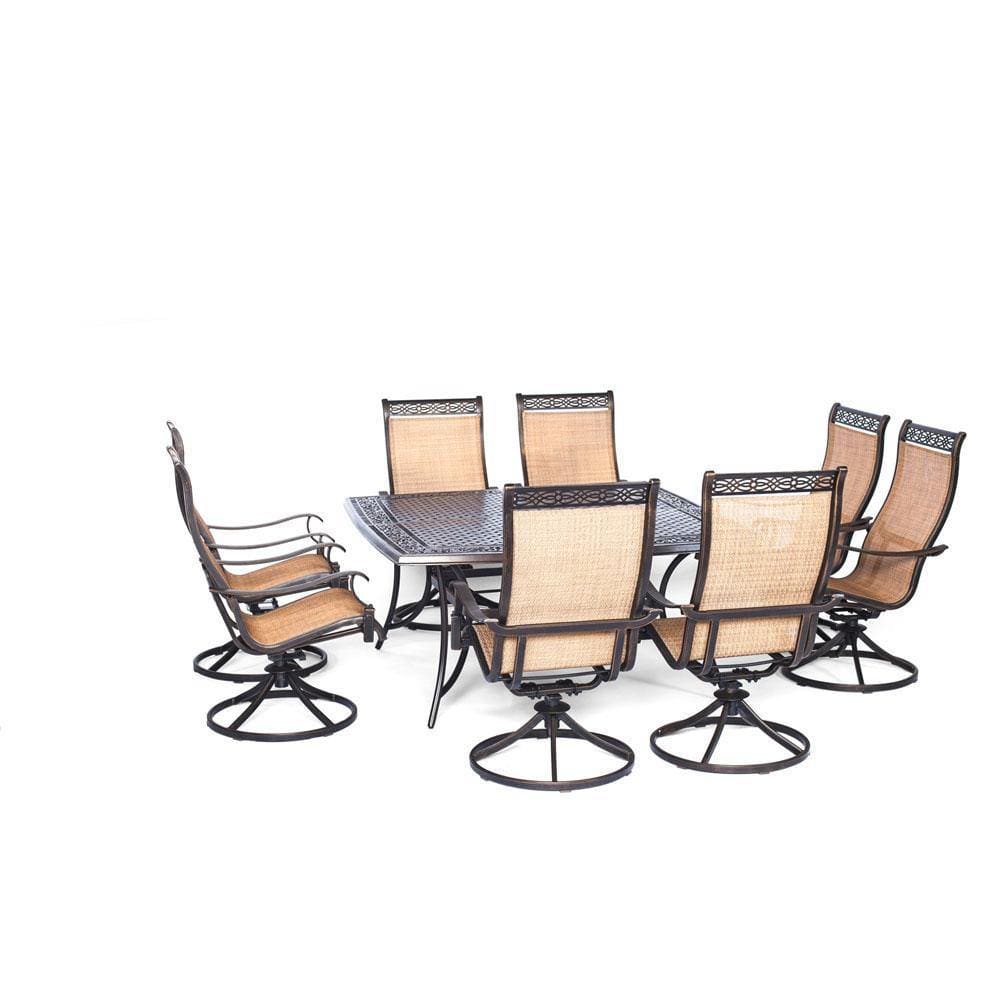 Hanover Outdoor Dining Set Hanover Manor 9-Piece Outdoor Dining Set with Large Square Table and Eight Swivel Rockers - MANDN9PCSWSQ-8