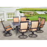 Hanover Outdoor Dining Set Hanover Manor 9-Piece Outdoor Dining Set with Large Square Table and Eight Swivel Rockers - MANDN9PCSWSQ-8