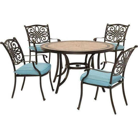 Hanover Outdoor Dining Set Hanover - Monaco 5-Piece Bronze Frame Patio Set with Blue Cushions MONDN5PC-BLU