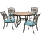 Hanover Outdoor Dining Set Hanover - Monaco 5-Piece Bronze Frame Patio Set with Blue Cushions MONDN5PC-BLU