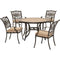 Hanover Outdoor Dining Set Hanover Monaco 5-Piece Dining Set in Tan with 4 Cushioned Dining Chairs and a 48 In. Tile-Top Table, MONDN5PC