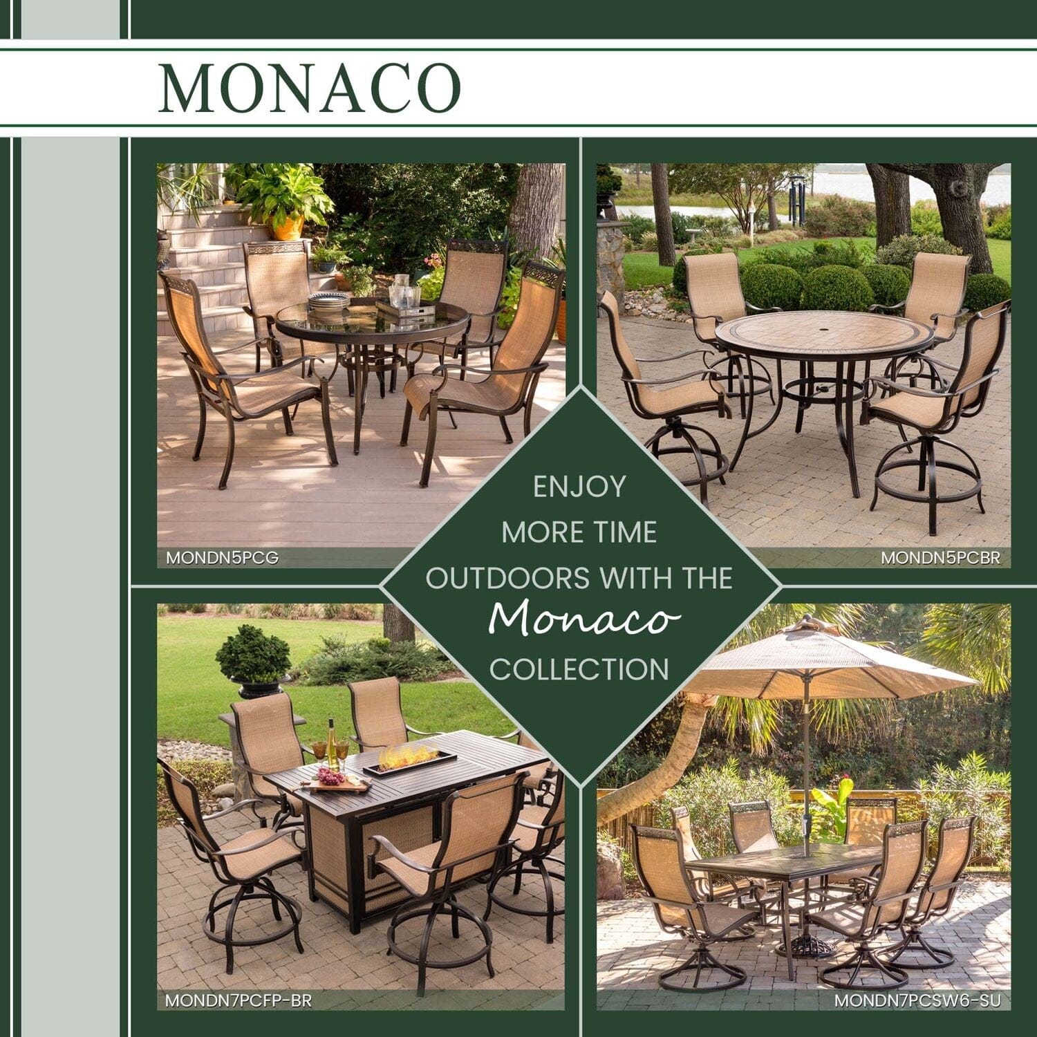 Hanover Outdoor Dining Set Hanover Monaco 5-Piece Dining Set in Tan with Four Swivel Rockers | MONDN5PCSW-4
