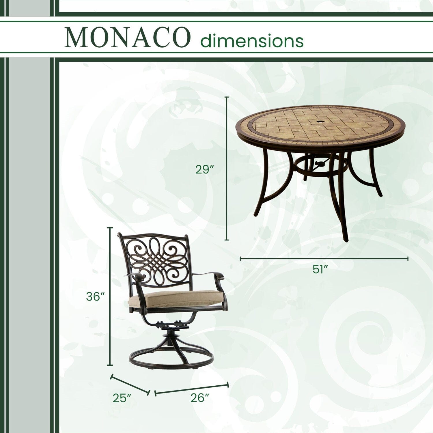 Hanover Outdoor Dining Set Hanover Monaco 5-Piece Dining Set in Tan with Four Swivel Rockers | MONDN5PCSW-4