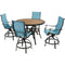 Hanover Outdoor Dining Set Hanover Monaco 5-Piece High-Dining Set in Blue with 4 Padded Counter-Height Swivel Chairs and a 56-In. Tile-Top Table