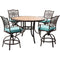 Hanover Outdoor Dining Set Hanover Monaco 5-Piece High-Dining Set in Blue with 4 Swivel Chairs and a 56 In. Tile-top Table, MONDN5PCBR-C-BLU