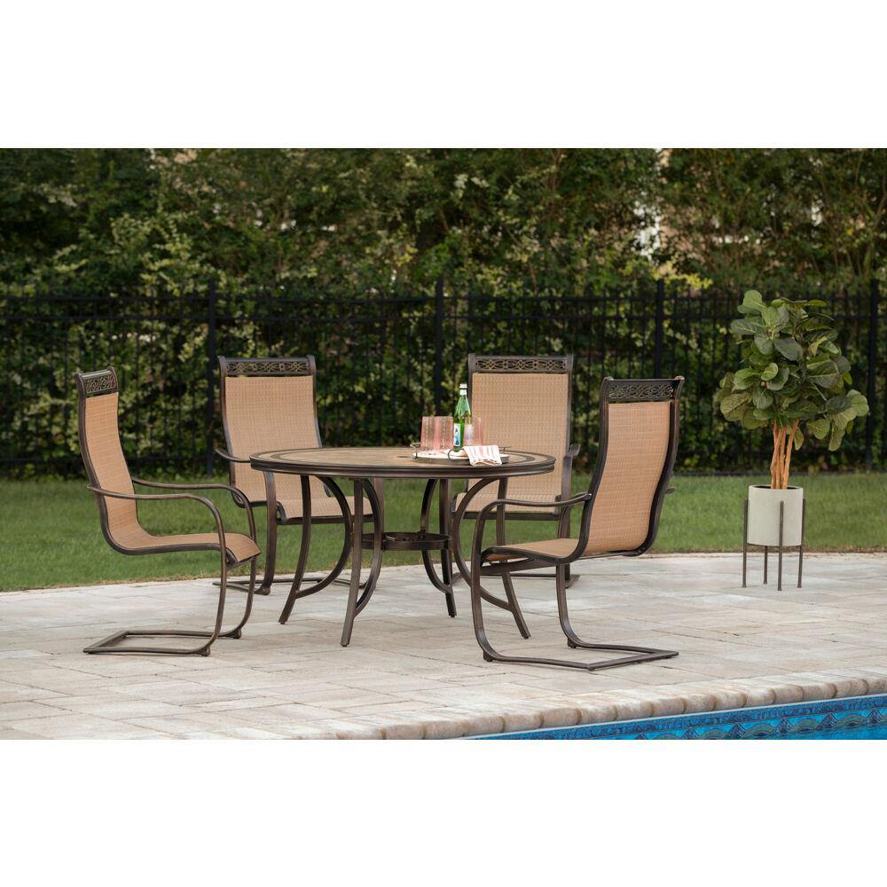 Hanover Outdoor Dining Set Hanover Monaco 5-Piece Outdoor Dining Set with C-Spring Chairs and Tile-top Dining Table, MONDN5PCSP