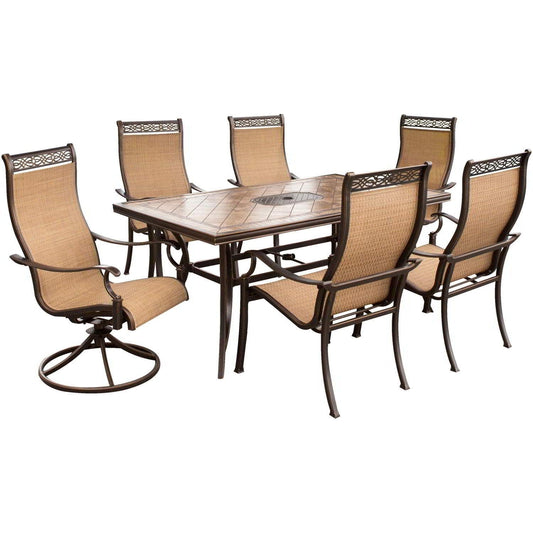 Hanover Outdoor Dining Set Hanover - Monaco 7 Pc. Dining Set - Two Swivel Chairs, Four Dining Chairs, and a 40 x 68 in. Table