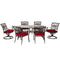 Hanover Outdoor Dining Set Hanover - Monaco 7-Piece Dining Set in Red with 4 Dining Chairs, 2 Swivel Rockers, and a 40" x 68" Tile-Top Table