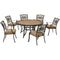 Hanover Outdoor Dining Set Hanover Monaco 7-Piece Dining Set in Tan with Six Dining Chairs and a 60-in. Tile-Top Table