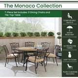 Hanover Outdoor Dining Set Hanover Monaco 7-Piece Dining Set in Tan with Six Dining Chairs and a 60-in. Tile-Top Table | MONDN7PCRDTL-C-TAN