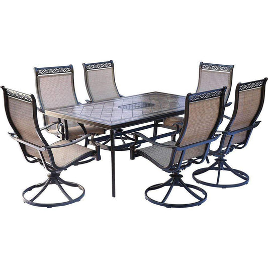 Hanover Outdoor Dining Set Hanover Monaco 7-Piece Dining Set with Six Swivel Rockers and a 68 x 40 in. Dining Table, MONDN7PCSW-6