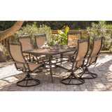 Hanover Outdoor Dining Set Hanover Monaco 7-Piece Dining Set with Six Swivel Rockers and a 68 x 40 in. Dining Table, MONDN7PCSW-6