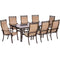 Hanover Outdoor Dining Set Hanover Monaco 9-Piece Dining Set with Eight Stationary Dining Chairs and an Extra Long 42 In. x 84 In. Glass-top Dining Table, MONDN9PCG