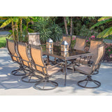 Hanover Outdoor Dining Set Hanover Monaco 9-Piece Dining Set with Eight Swivel Rockers and an Extra Long 42 In. x 84 In. Dining Table | MONDN9PCSWG