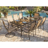 Hanover Outdoor Dining Set Hanover Monaco 9-Piece Dining Set with Six Dining Chairs, Two Swivel Rockers, and an Extra Long 42 In. x 84 In. Dining Table, MONDN9PCSW2G