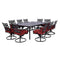 Hanover Outdoor Dining Set Hanover - Montclair 11-Piece Dining Set with 10 Swivel Rockers and Table - Chili and Brown | MCLRDN11PCSW10-CHL