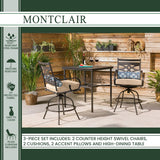 Hanover Outdoor Dining Set Hanover Montclair 3-Piece High-Dining Set in Country Cork with 2 Swivel Chairs and a 33-Inch Square Table | MCLRDN3PCBRSW2-TAN