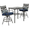 Hanover Outdoor Dining Set Hanover Montclair 3-Piece High-Dining Set in Navy Blue with 2 Swivel Chairs and a 33-Inch Square Table
