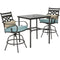 Hanover Outdoor Dining Set Hanover Montclair 3-Piece High-Dining Set in Ocean Blue with 2 Swivel Chairs and a 33-Inch Square Table