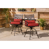 Hanover Outdoor Dining Set Hanover Montclair 5-Piece High-Dining Patio Set in Chili Red with 4 Swivel Chairs and a 33-In. Counter-Height Dining Table | MCLRDN5PCBR-CHL