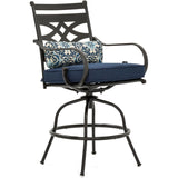Hanover Outdoor Dining Set Hanover Montclair 5-Piece High-Dining Patio Set in Navy Blue with 4 Swivel Chairs and a 33-In. Counter-Height Dining Table