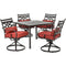 Hanover Outdoor Dining Set Hanover Montclair 5-Piece Patio Dining Set in Chili Red with 4 Swivel Rockers and a 40-Inch Square Table