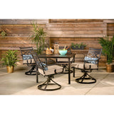 Hanover Outdoor Dining Set Hanover Montclair 5-Piece Patio Dining Set in Country Cork with 4 Swivel Rockers and a 40-Inch Square Table | MCLRDN5PCSQSW4-TAN