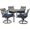 Hanover Outdoor Dining Set Hanover Montclair 5-Piece Patio Dining Set in Navy Blue with 4 Swivel Rockers and a 40-Inch Square Table