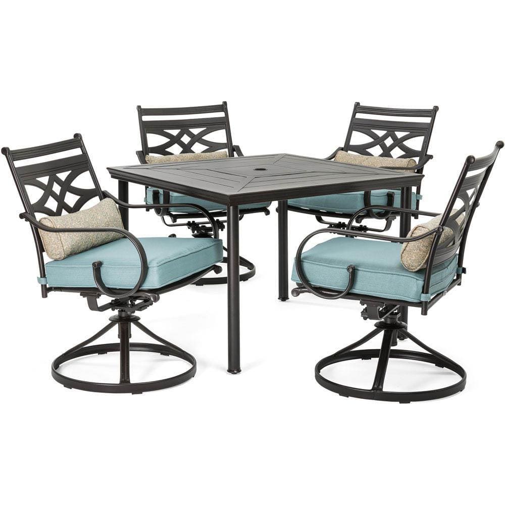 Hanover Outdoor Dining Set Hanover - Montclair 5pc: 4 Swivel Rockers, 40" Square Dining Table