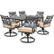 Hanover Outdoor Dining Set Hanover Montclair 7-Piece Dining Set in Country Cork with 6 Swivel Rockers and a 40" x 67" Dining Table