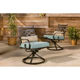 Hanover Outdoor Dining Set Hanover - Montclair 7-Piece Dining Set in Ocean Blue with 6 Swivel Rockers and a 40" x 67" Dining Table | MCLRDN7PCSQSW6-BLU