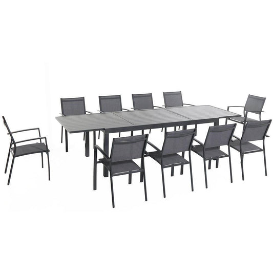 Hanover Outdoor Dining Set Hanover - Naples 11pc Dining Set: 10 Sling Back Chairs, 1 Aluminum Table