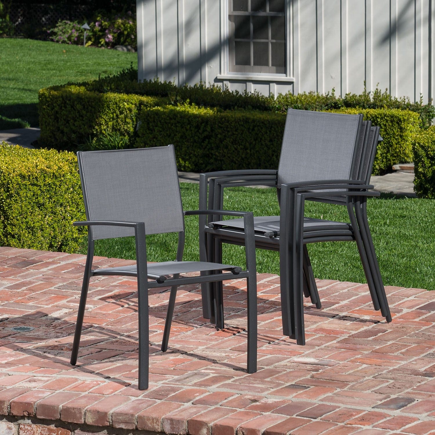 Hanover Outdoor Dining Set Hanover - Naples 9pc Dining Set: 8 Sling Back Chairs, 1 Aluminum Table