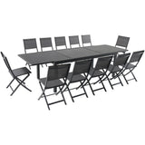 Hanover Outdoor Dining Set Hanover - Naples13pc: 12 Aluminum Sling Folding Chairs, Aluminum Extension Table