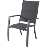 Hanover Outdoor Dining Set Hanover - Naples5pc: 4 High Back Padded Sling Chairs, 38" Sq Slat Top Table
