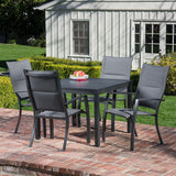 Hanover Outdoor Dining Set Hanover - Naples5pc: 4 High Back Padded Sling Chairs, 38" Sq Slat Top Table