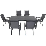 Hanover Outdoor Dining Set Hanover - Naples7pc: 6 High Back Padded Sling Chairs, 63x35" Aluminum Slat Table