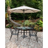 Hanover Outdoor Dining Set Hanover - Pemberton 5-Piece Commercial-Grade Patio Set with 4 Cushioned Dining Chairs and a 38" Square Glass-Top Table