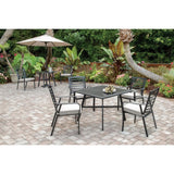 Hanover Outdoor Dining Set Hanover - Pemberton 5-Piece Commercial-Grade Patio Set with 4 Cushioned Dining Chairs and a 38" Square Slat-Top Table, PEMDN5PCS-ASH