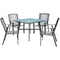 Hanover Outdoor Dining Set Hanover - Pemberton 5pc: 4 Alum Dining Chairs and 1 38" Sq Glass Table