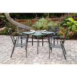 Hanover Outdoor Dining Set Hanover - Pemberton 5pc: 4 Alum Dining Chairs and 1 38" Sq Glass Table