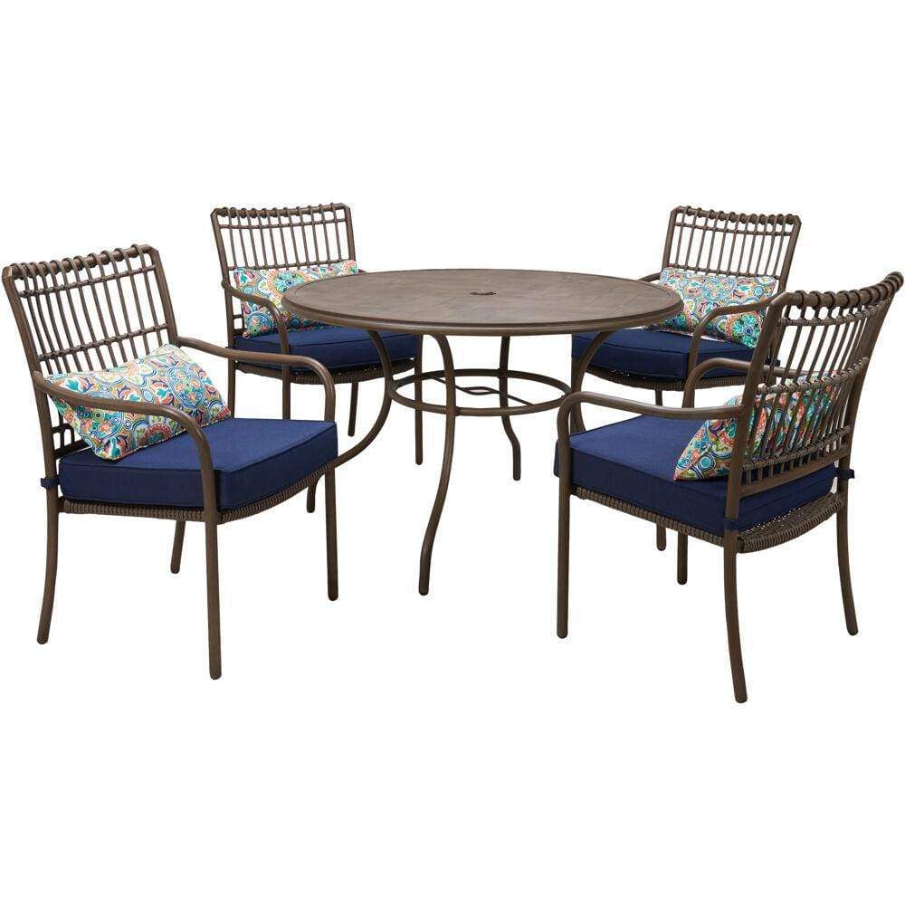 Hanover Outdoor Dining Set Hanover - Summerland5pc: 4 Dining Chairs and 48" Round Table - SUMDN5PC-NVY