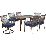 Hanover Outdoor Dining Set Hanover - Summerland7pc: 4 Dining Chairs, 2 Swivel Chairs, and 68"x40" Rect. Table - SUMDN7PCSW2-NVY