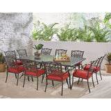 Hanover Outdoor Dining Set Hanover - Traditions 11-Piece Dining Set in Red with Ten Stationary Dining Chairs and an Extra-Long Dining Table - TRADDN11PC-RED