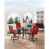Hanover Outdoor Dining Set Hanover Traditions 5-Piece Aluminium Frame High-Dining Set in Red with 4 Padded Swivel Counter-Height Chairs and 42-in. Cast-top Table | TRADDN5PCPDSQBR-RED