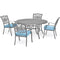 Hanover Outdoor Dining Set Hanover - Traditions 5-Piece Dining Set in Blue with 4 Chairs and a 48" Round Table in a Gray Finish - TRADDNG5PC-BLU