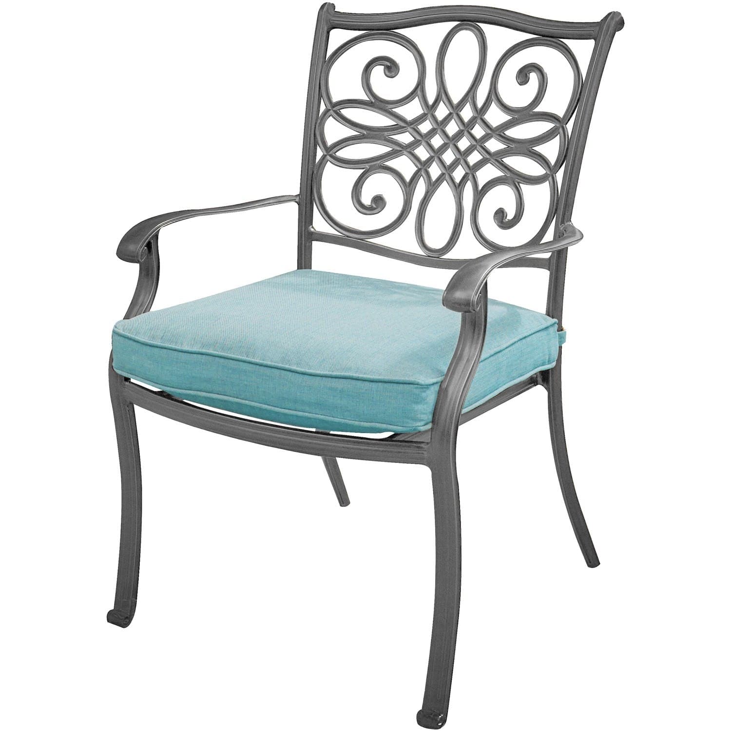 Hanover Outdoor Dining Set Hanover - Traditions 5-Piece Dining Set in Blue with 4 Chairs and a 48" Round Table in a Gray Finish | TRADDNG5PC-BLU