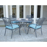 Hanover Outdoor Dining Set Hanover - Traditions 5-Piece Dining Set in Blue with 4 Chairs and a 48" Round Table in a Gray Finish | TRADDNG5PC-BLU