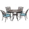 Hanover Outdoor Dining Set Hanover Traditions 5-Piece Dining Set in Blue with 48 In. Cast-top Table