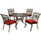 Hanover Outdoor Dining Set Hanover Traditions 5-Piece Dining Set in Red with 48 In. Cast-top Table and Four Dining Chairs